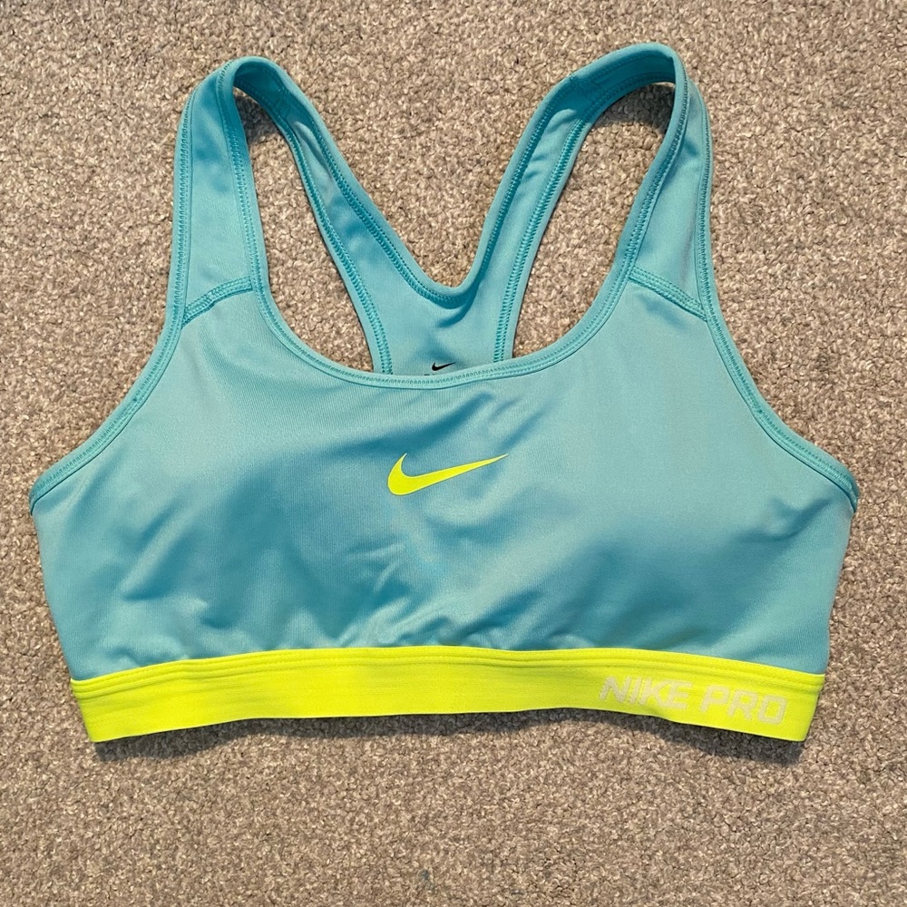 NIKE Blue & Neon Yellow Dri-Fit Sports Bra (size M)